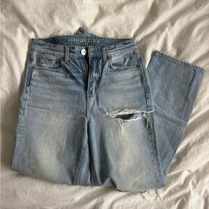 American Eagle Outfitters Women's Light Blue Straight Leg Jeans